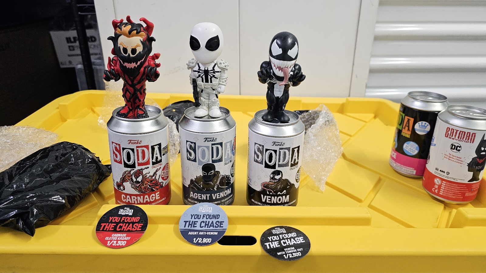 Funko Soda Venom Chase, Agent Venom Chase, Carnage Chase.