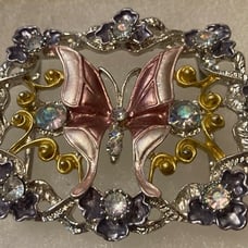 Vintage Metal Belt Buckle, Nice Sparkly Bling Design, Pink, Purple, Nice Western