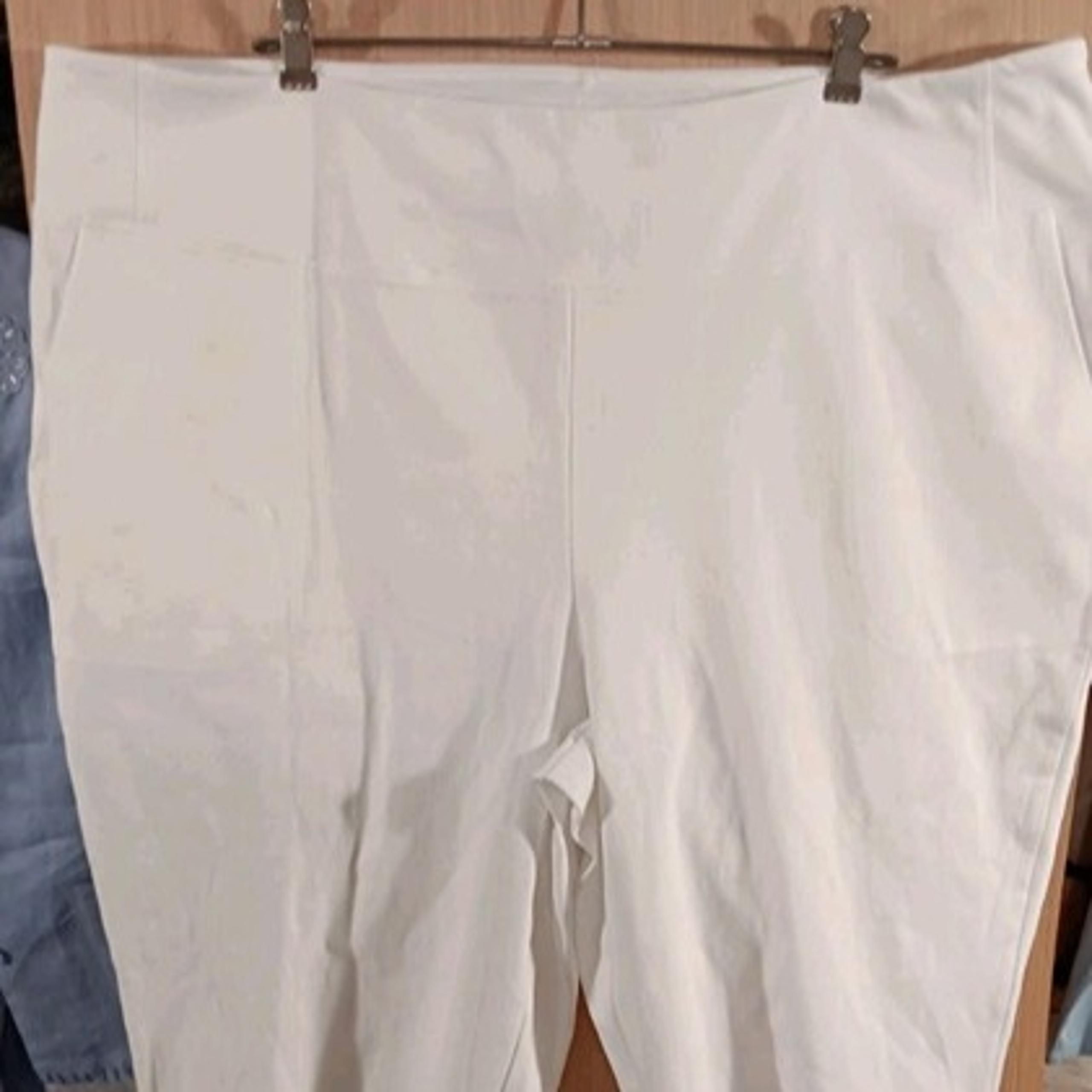Women With Control Sz 3X White Prime Stretch Denim Tummy Control Pants Crop