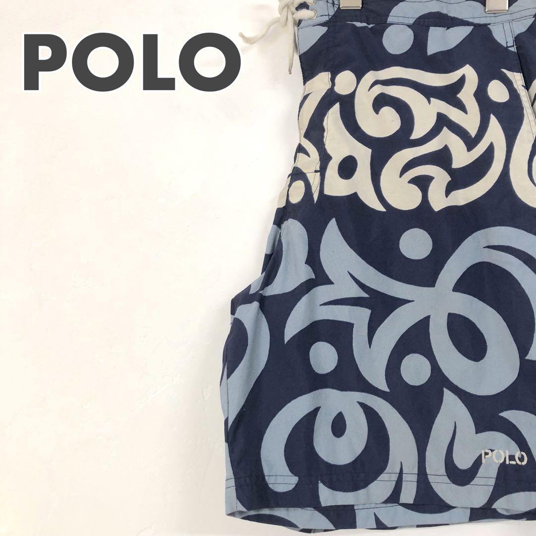 2442 Polo Sport Men's Swimwear Half Pants Nylon Loose Fit Pattern Navy