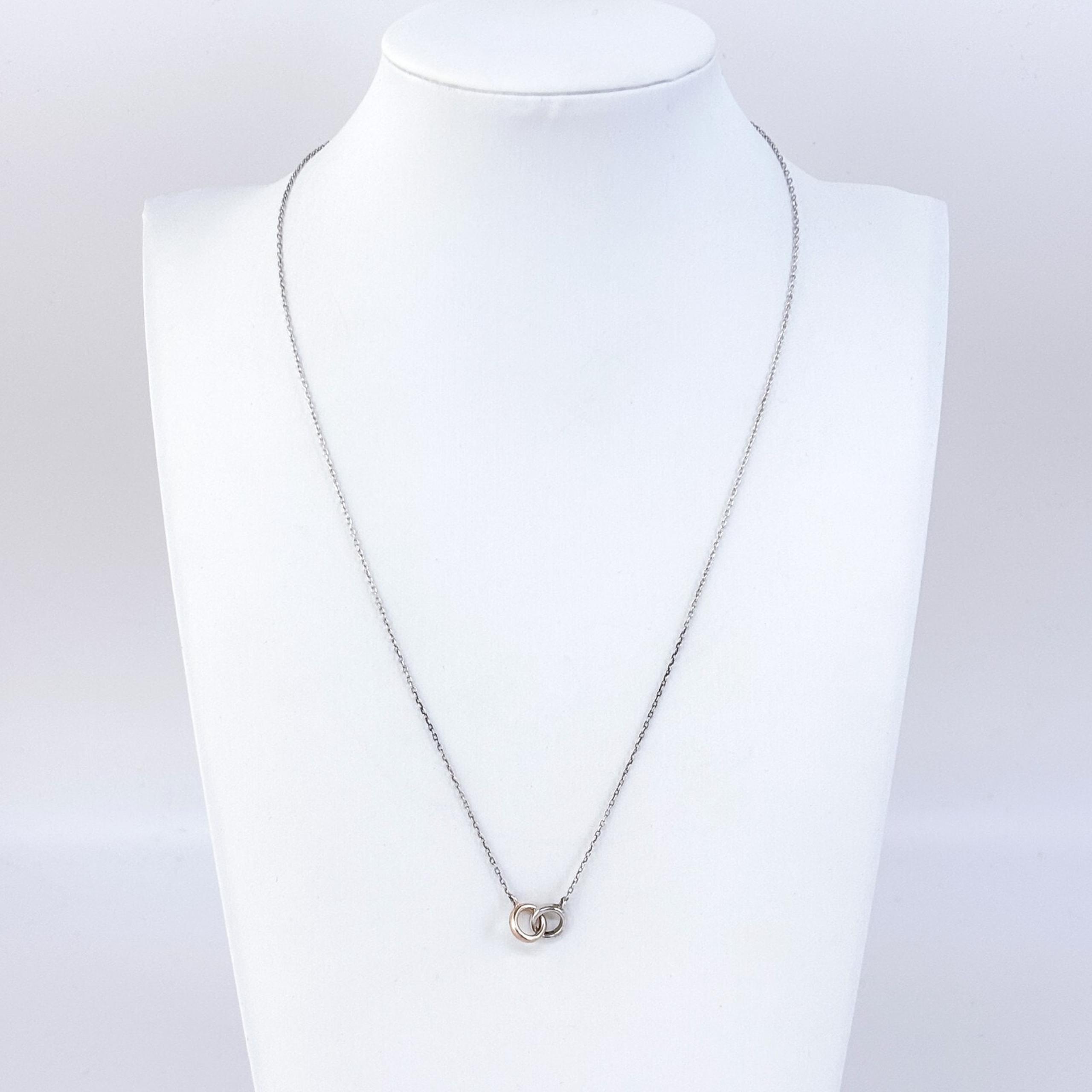 Vintage Sterling Silver 925 Interlocking Rings Necklace 16.5"-18"