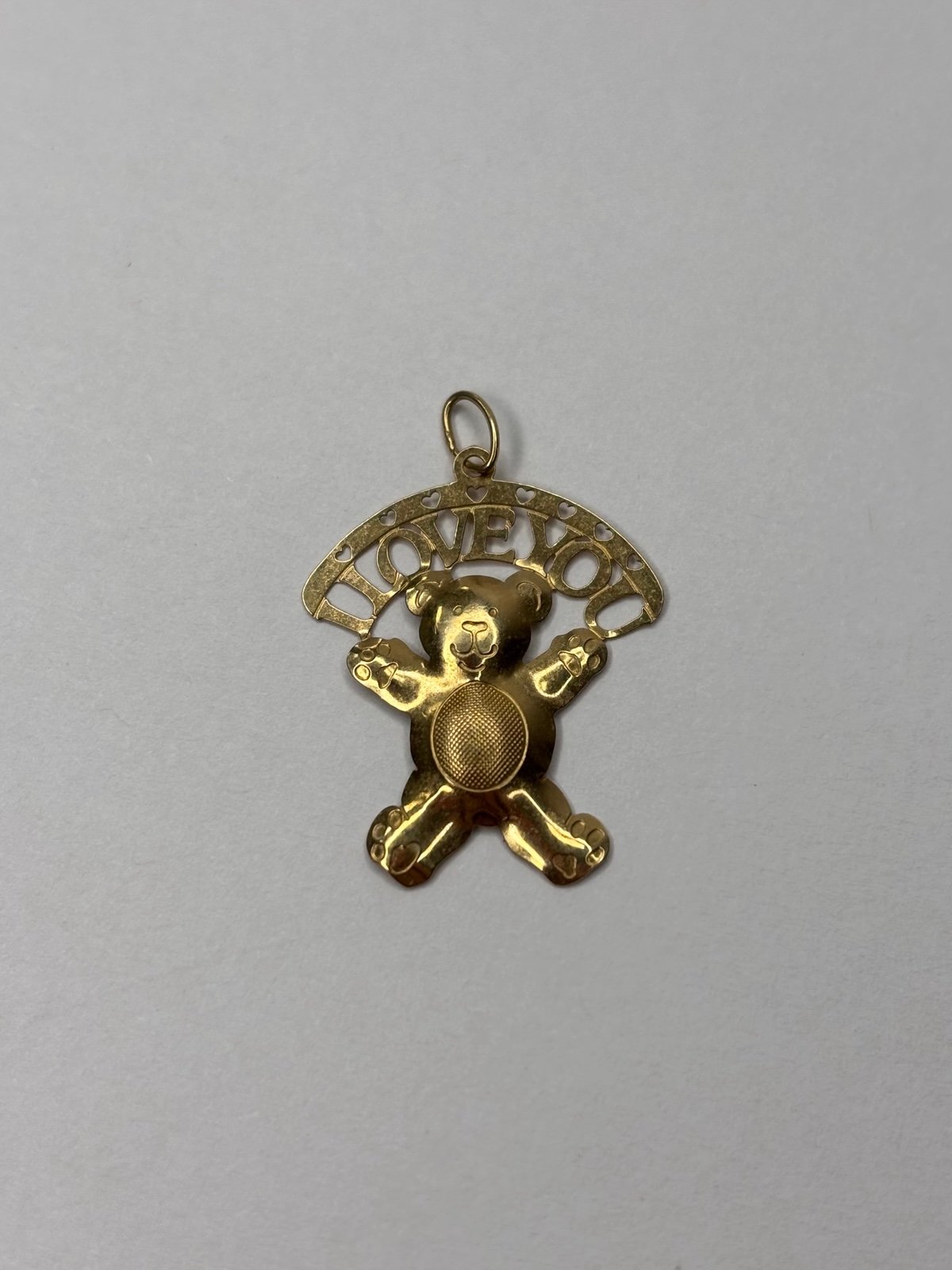 Vintage 14K Yellow Gold I Love You Teddy Bear Pendant