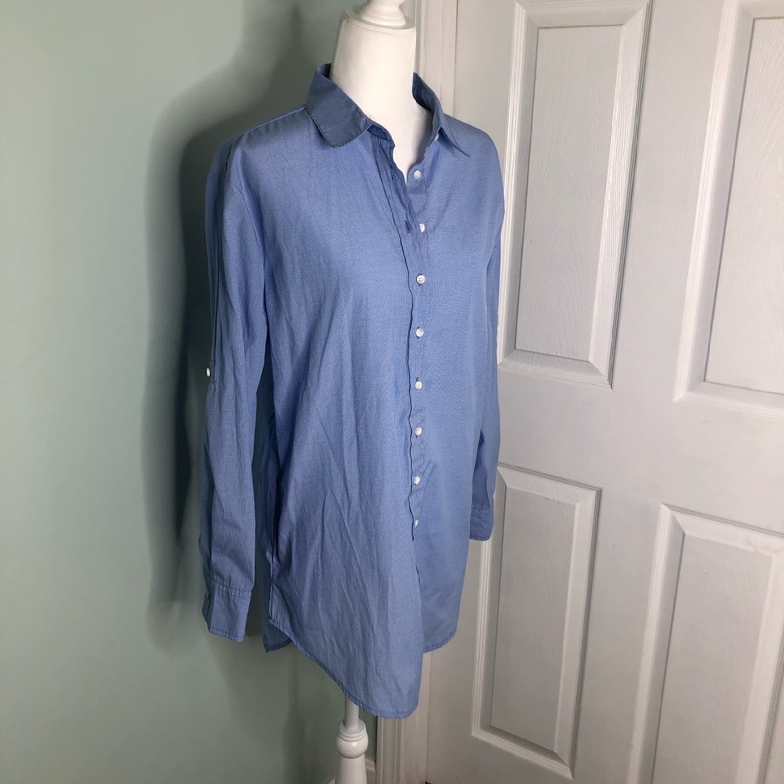 Onia Marie Collared Button Down Blue Tunic Top Cover-up XS