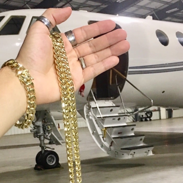 CUBAN LINK 18K GOLD CHAIN BRACELET ITALY