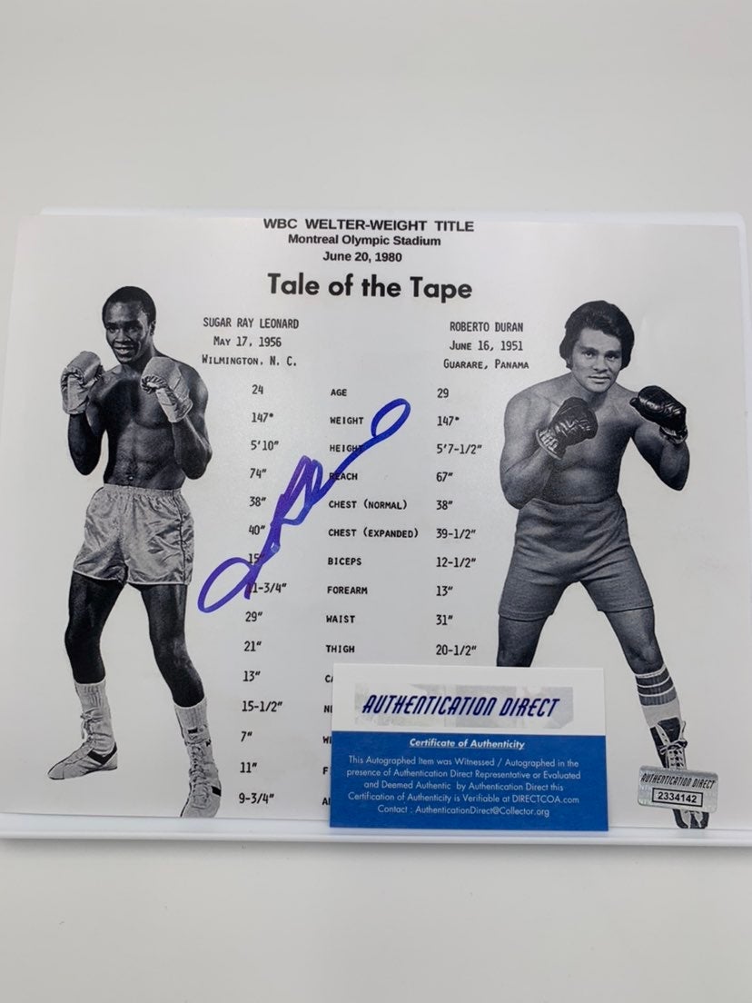 Sugar Ray Leonard signed autographed 8x10 photo hand signed w/COA Roberto Duran