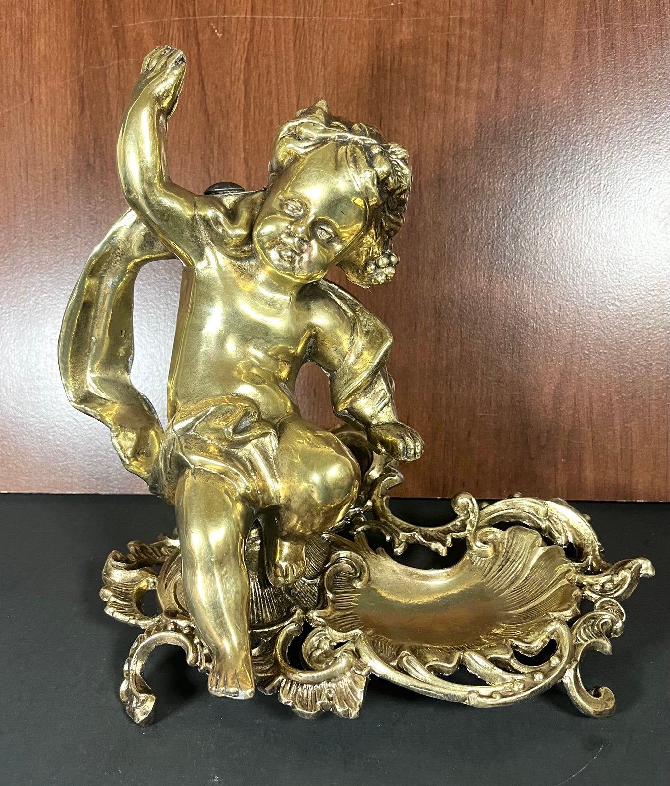 Vintage Metal Cherub Figurine Baroque or Rococo Style Unsigned