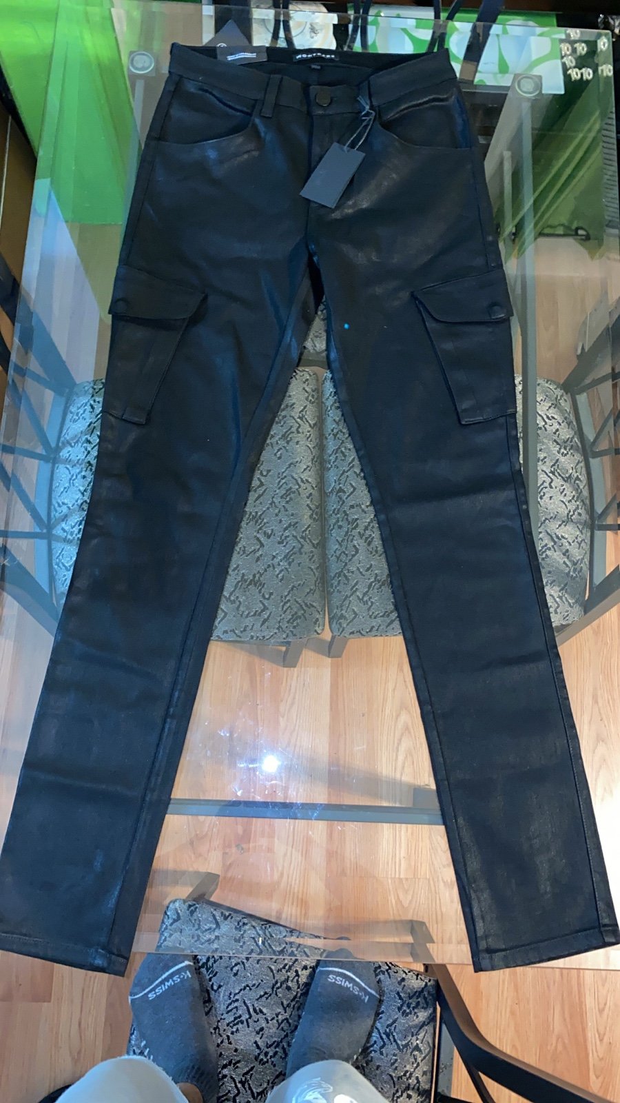 Monfrere Brand New Black Wax Cargo Skinny Jeans Size 30x34
