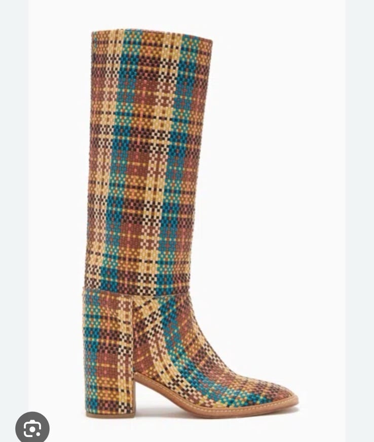 Ulla Johnson Woven Elena Leather Knee High Riding Boots 1190 Size 40 Us Size 9