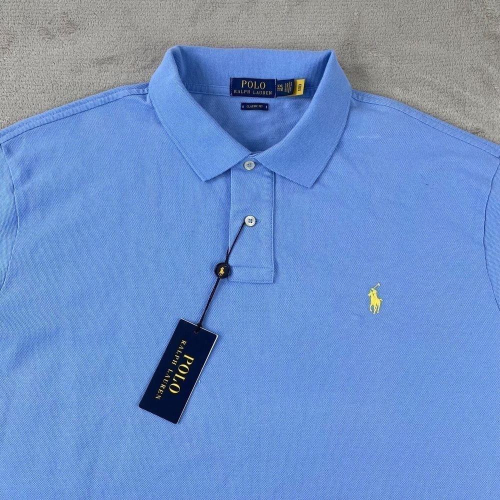 Polo Ralph Lauren Shirt Men Blue Classic Fit Short Sleeve Preppy Pony SS NWT 95