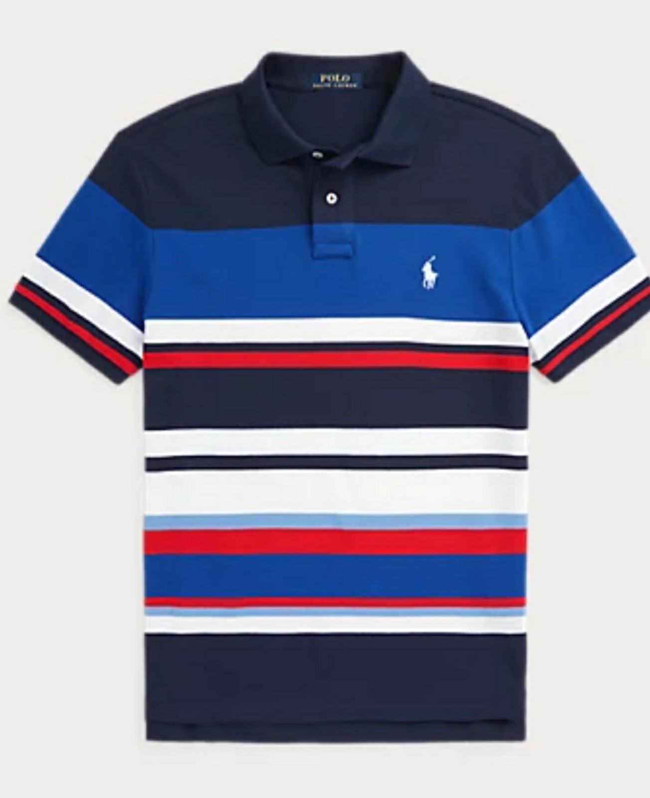 Polo Ralph Lauren Custom Fit Smal Striped Polo Blue White Red NWT