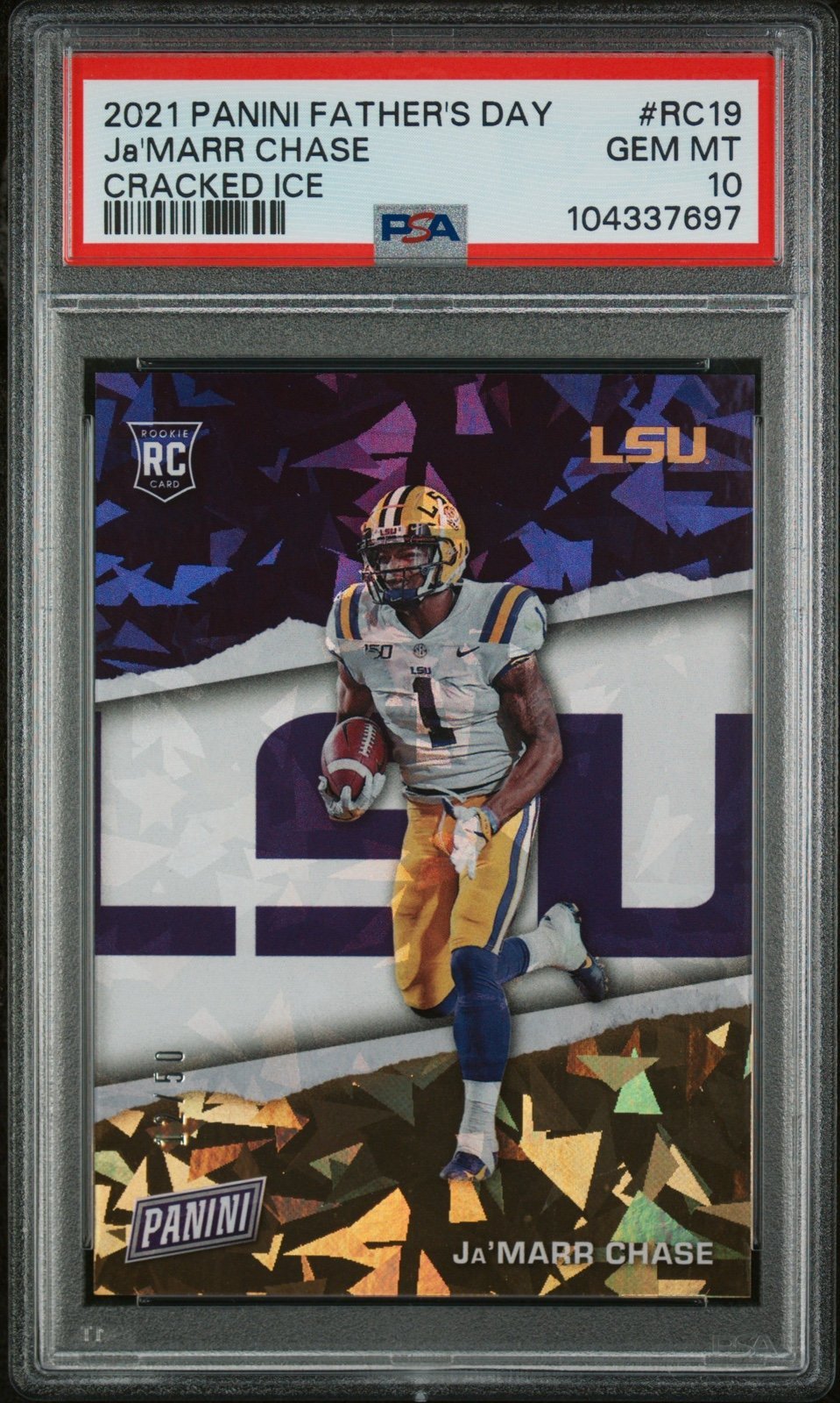 2021 Panini Fathers Day Ja'Marr Chase cracked ice RC /50 PSA 10 Gem Mint Pop2