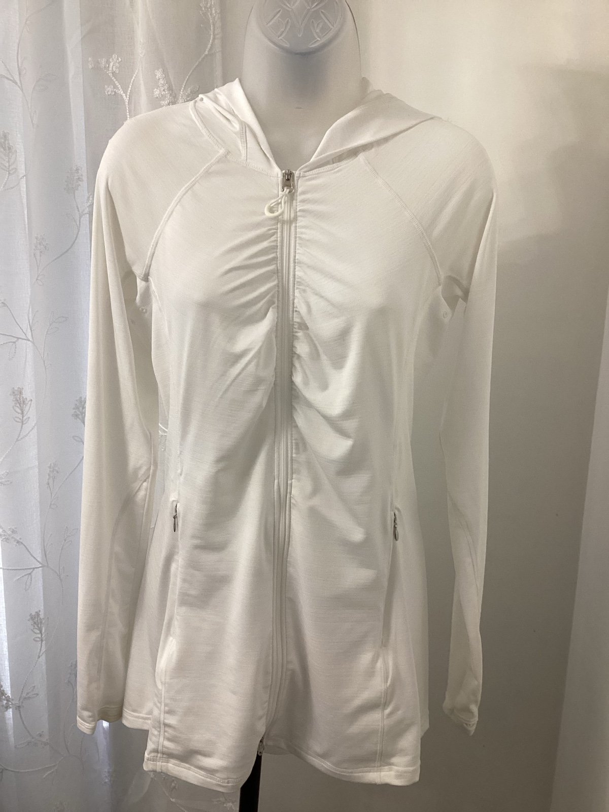 Athleta Women’s White Pacifica Crosscurrent UPF Hooded Jacket Size XS