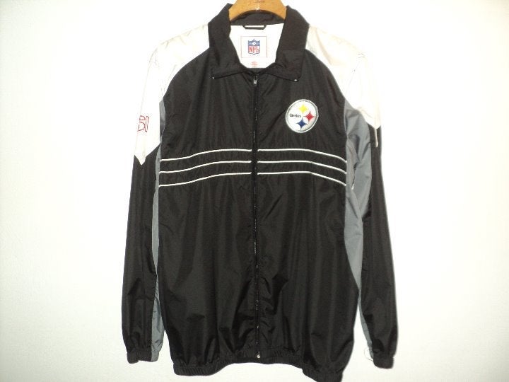 Pittsburgh Steelers NFL Size Men's Large Jacket, Lightweight, Black, White, Gray
