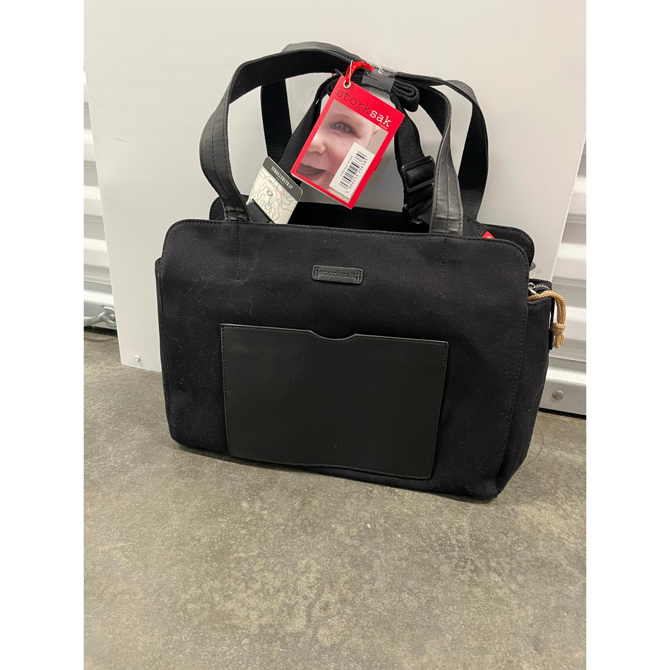 STORKSAK JULIETTE CANVAS BABY DIAPER BAG BLACK SK6389 NWT $195