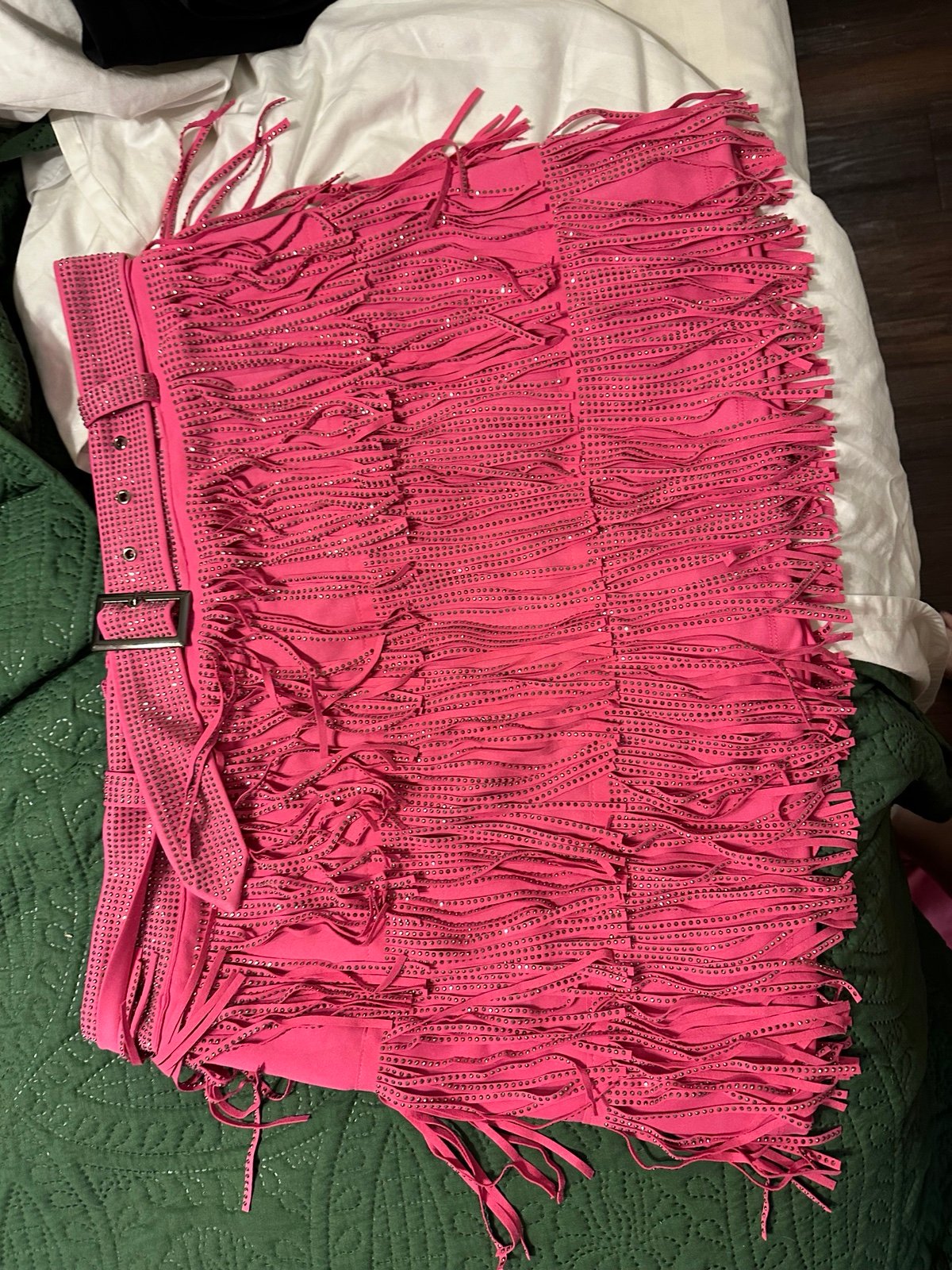 Pink fringe skirt