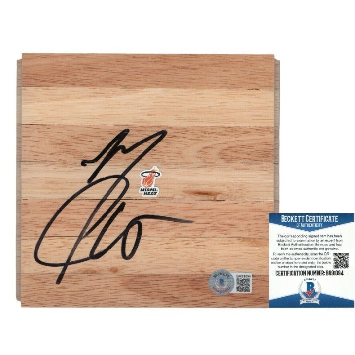 Mario Chalmers Signed Miami Heat Basketball Floorboard Beckett Proof Autographed