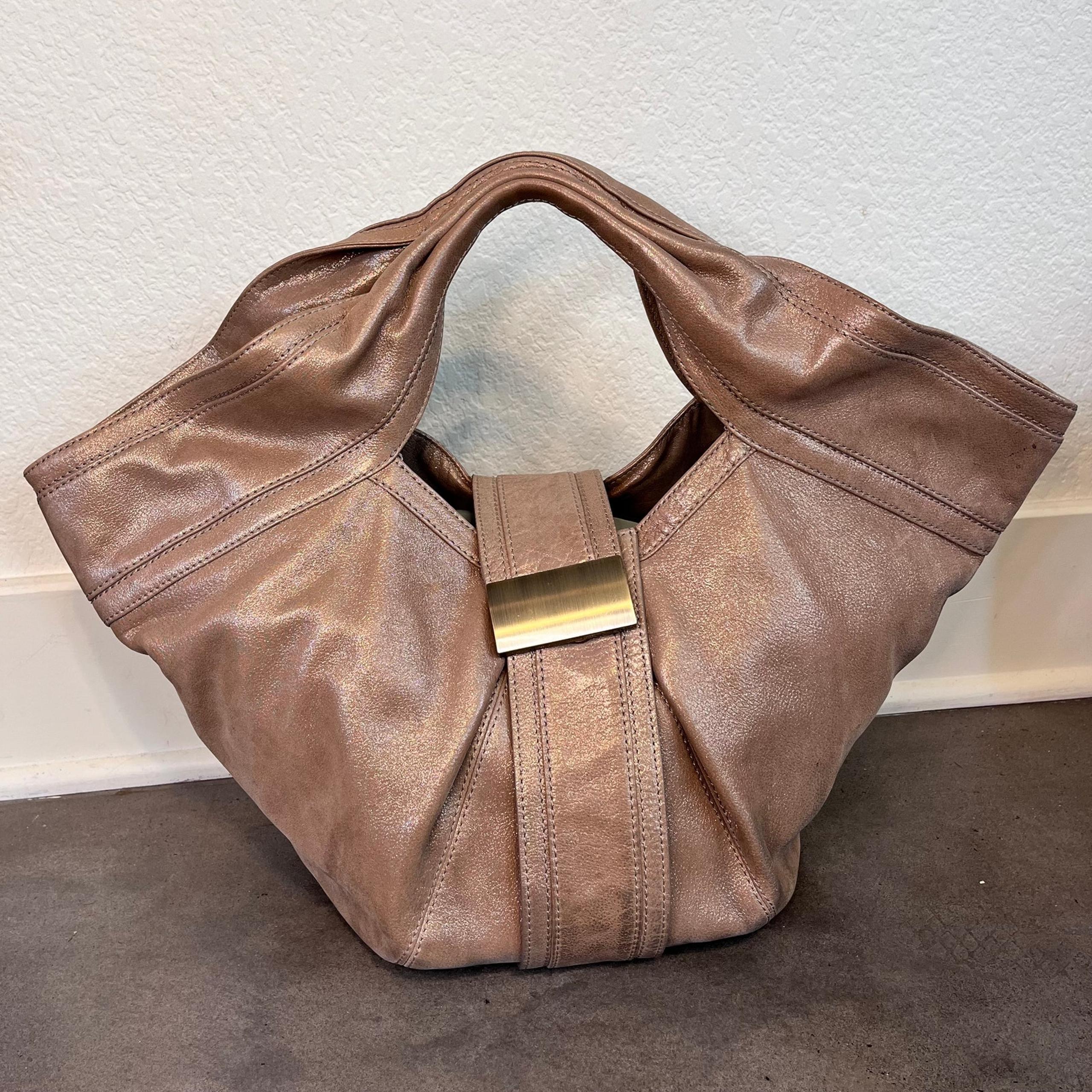 Kooba Cameron tan shimmer genuine leather vintage purse womens shoulder bag