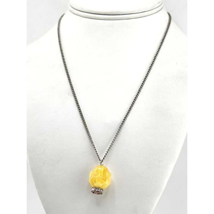 Vintage orange rhinestone Buddha charm necklace