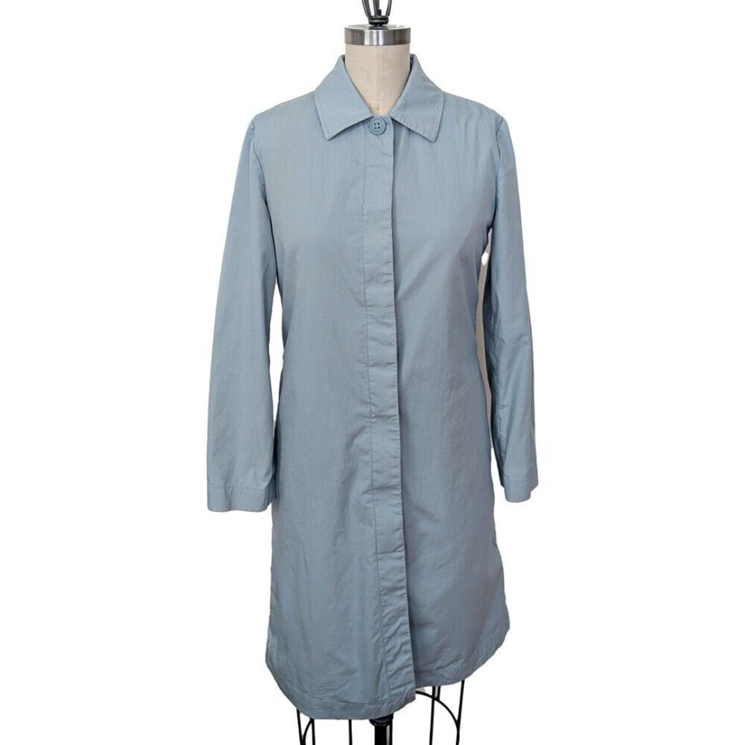 Vintage GAP Button Down Trench Duster Coat Light Blue Y2K 2002 Preppy Classic XS