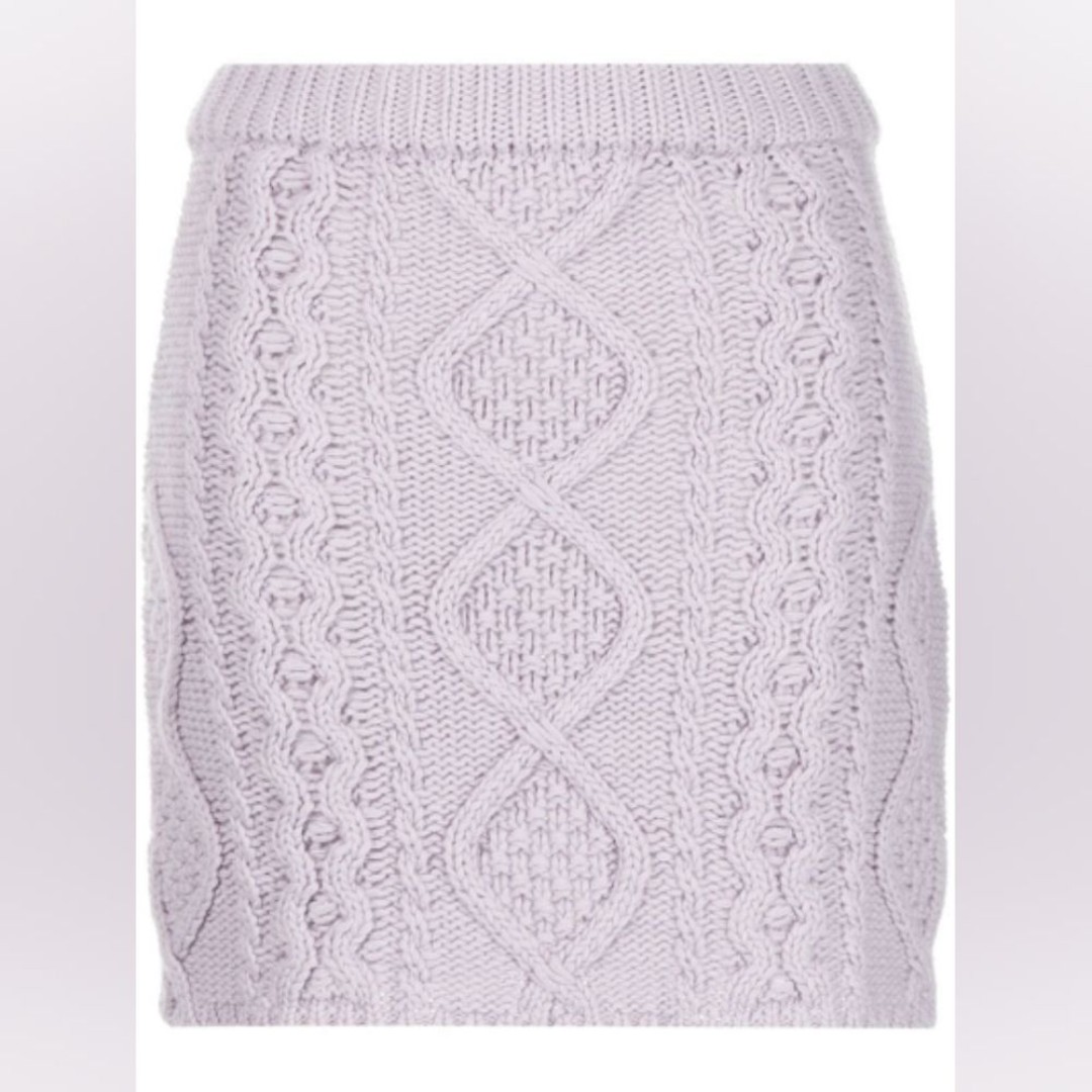 NWOT ROKH CABLE KNIT MID RISE SKIRT IN LAVENDER