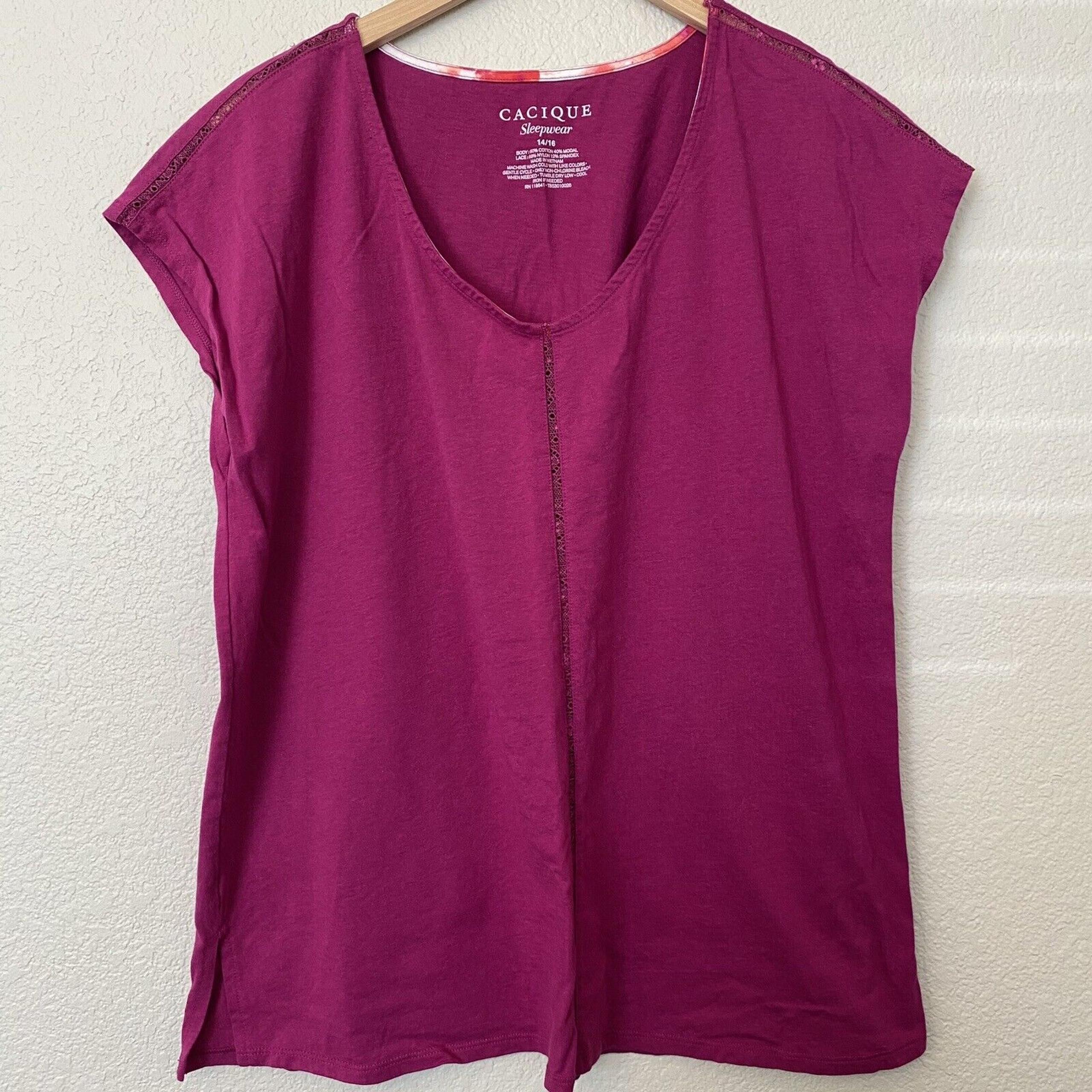 CACIQUE Women's Sleepwear Short Sleeve Pullover Shirt Size 14/16