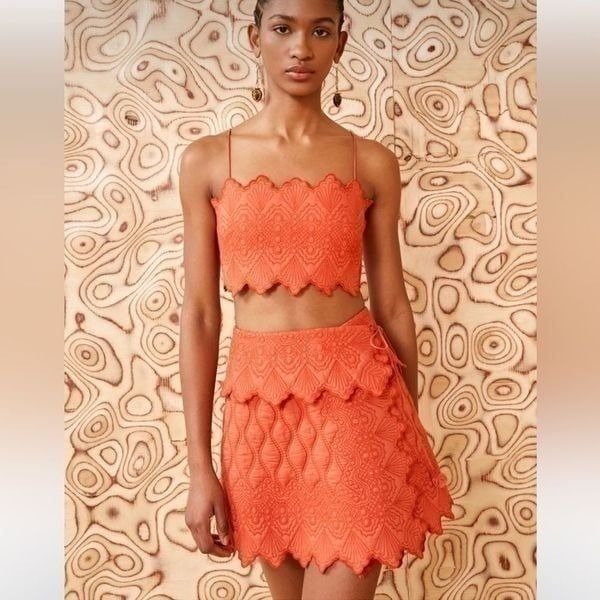 NWT Ulla Johnson PF’24 Taryn Quilted Mini Skirt Saffron size 6