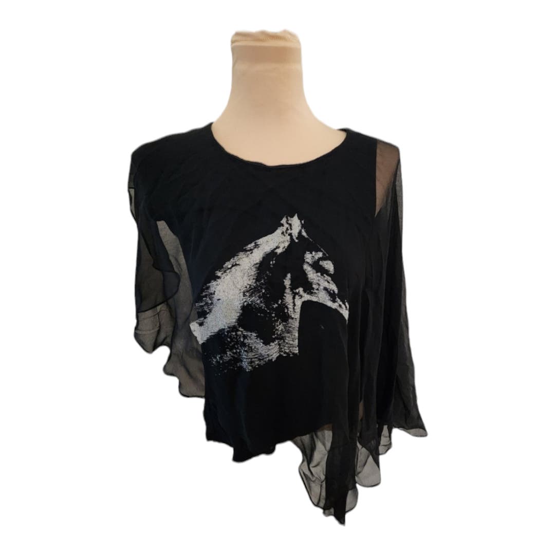 Haute Hippie Horse Print Asymmetrical Top size small