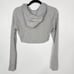 Gymshark Womens Small S Heather Gray Ribbed Cropped Hoodie Pullover Lounge Grey