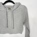 Gymshark Womens Small S Heather Gray Ribbed Cropped Hoodie Pullover Lounge Grey