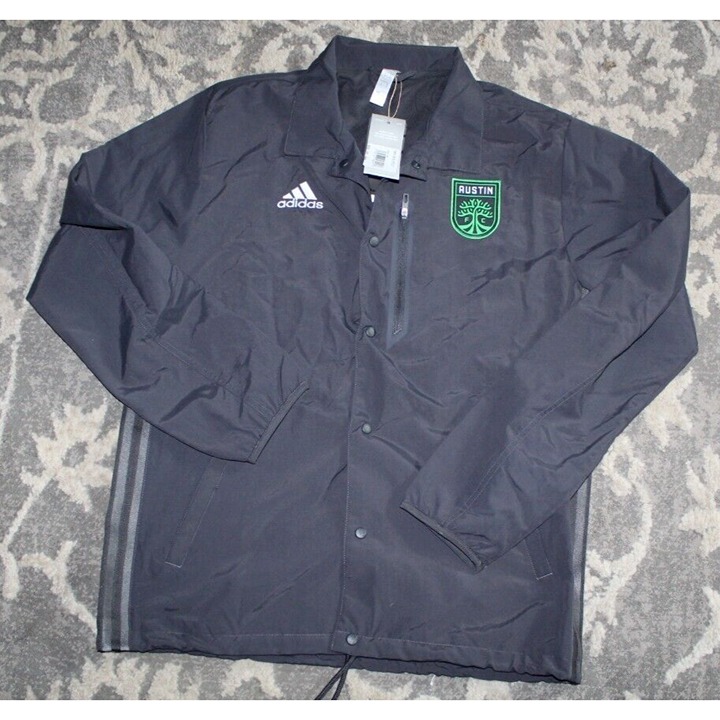 Adidas Austin FC MLS Anthem Button Up Track Jacket Grey Mens HI0074 250 Sz S 85