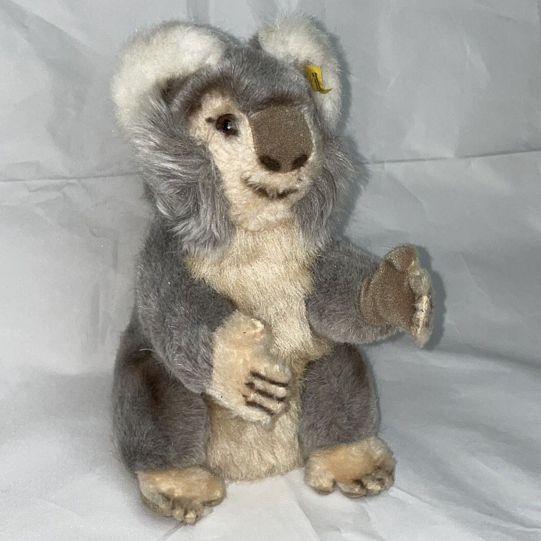 Steiff Molly Grey Koala Sitting Plush 9 ID Button Tag Vintage Toy Small Animal