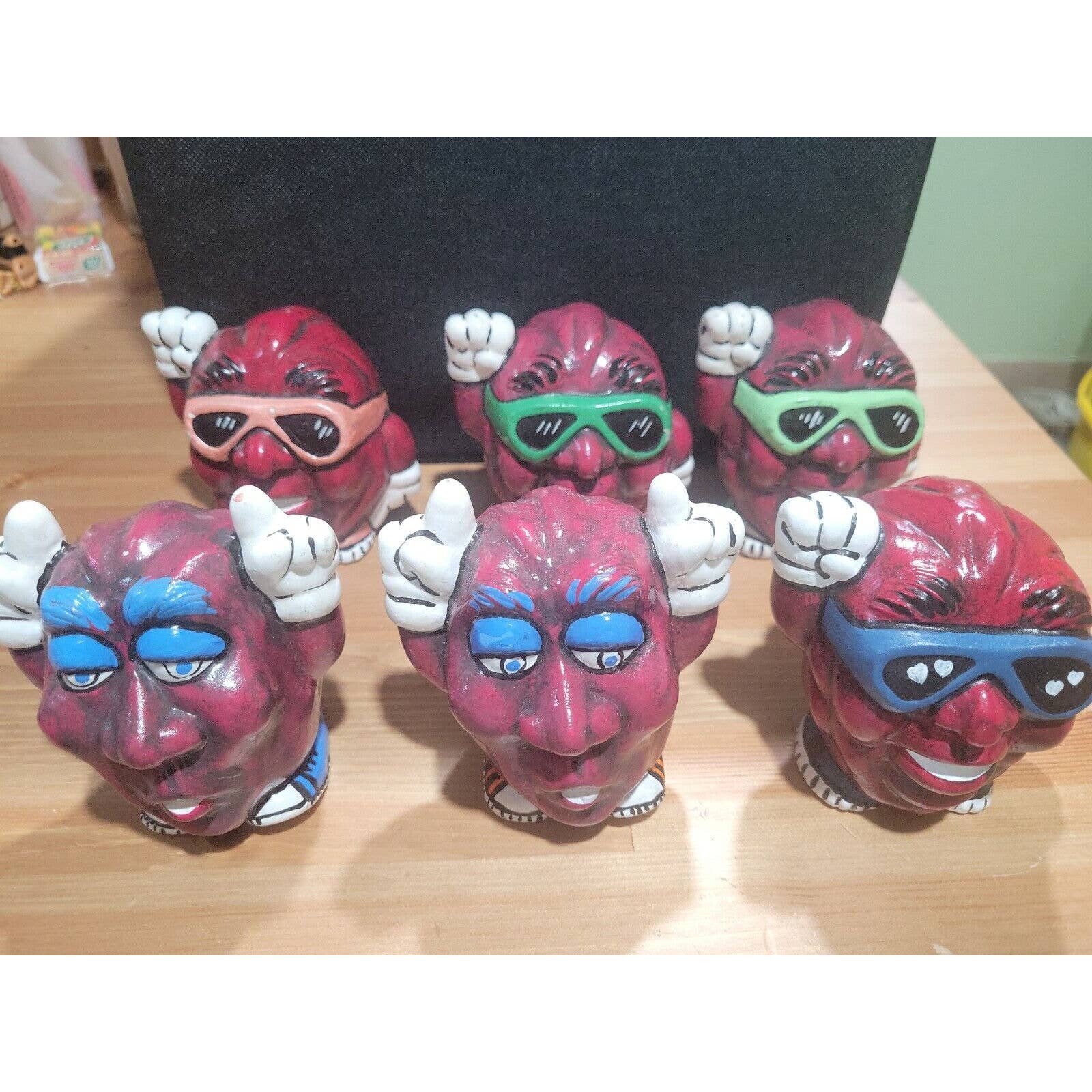 Vintage California Raisins unique collectable ceramic display figure 1988 x6