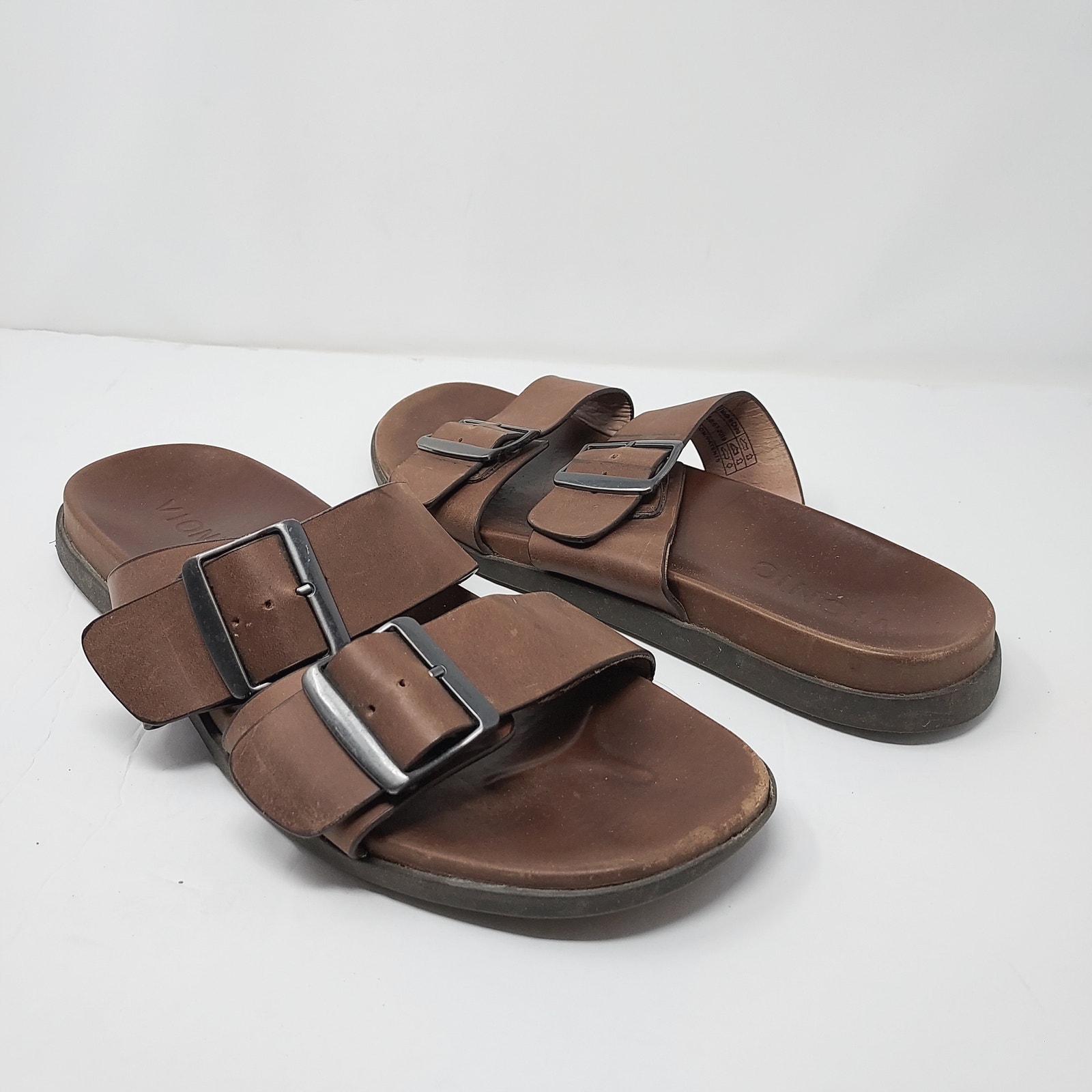 Vionic Brown Charlie Leather Slide Sandals Size 12