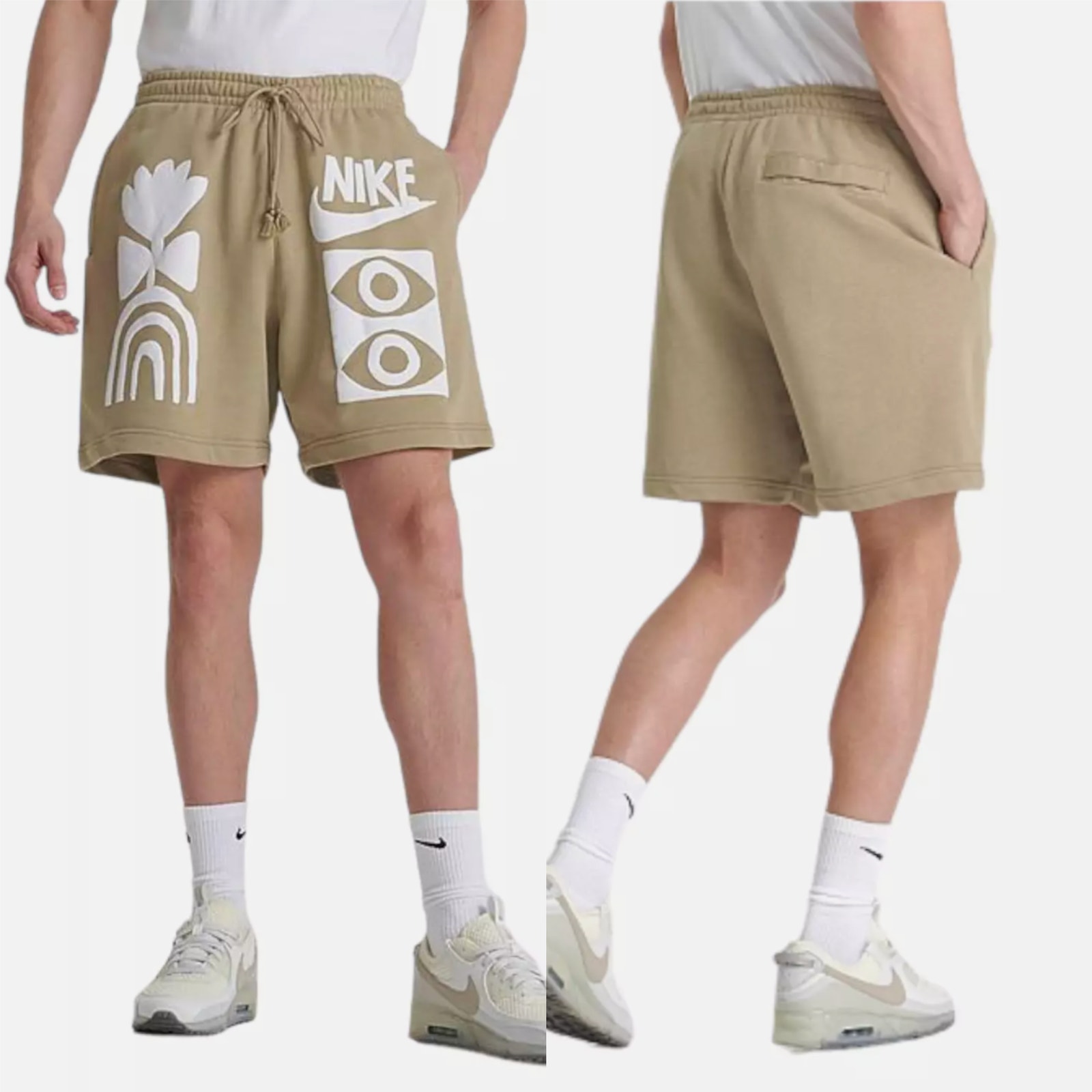 Nike Sportswear Puff Print Graphic French Terry Shorts NWT Size XXL Men's Tan