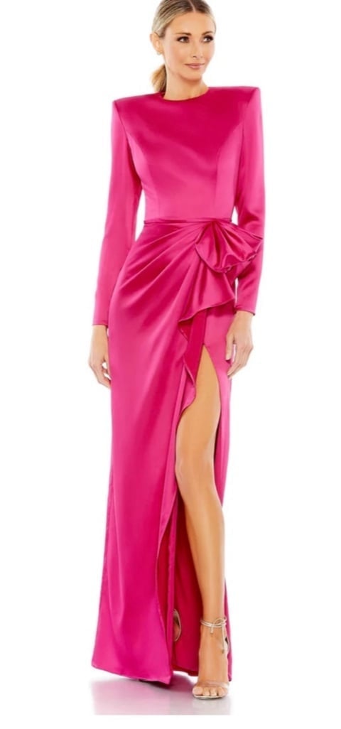 Women's Mac Duggal Pink Long Sleeve Dress Size 6