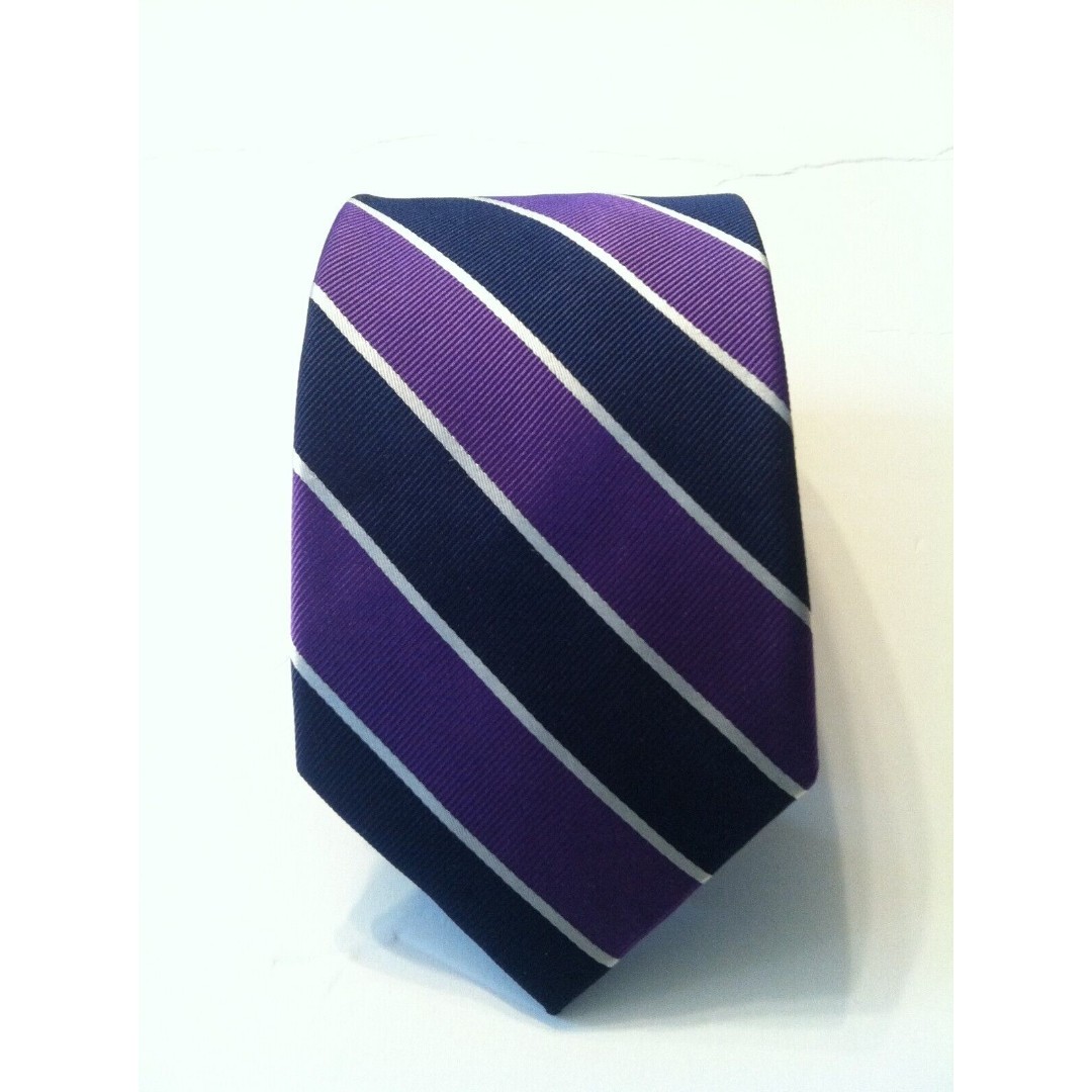 ROUNDTREE & YORKE MENS NEW NAVY/PURPLE ALL SILK CLASSIC NECK TIE WIDTH: 3 1/4