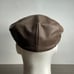 VTG ORVIS Cabbie Hat L/XL Brown Deerskin Leather Newsboy Cap made in USA