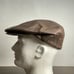 VTG ORVIS Cabbie Hat L/XL Brown Deerskin Leather Newsboy Cap made in USA