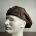 VTG ORVIS Cabbie Hat L/XL Brown Deerskin Leather Newsboy Cap made in USA