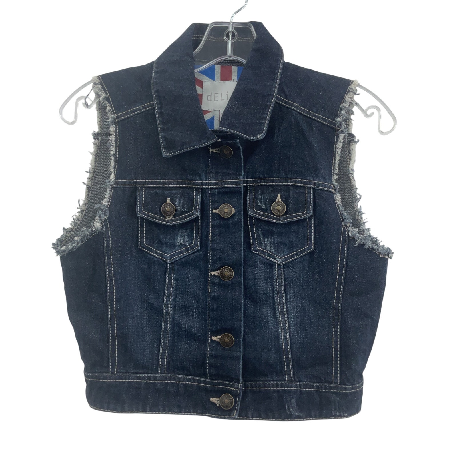 Delia's Dark Blue Cotton Denim Trucker Biker Vest, Women's Size S, Preowned