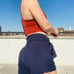 Athleta High Waist Navy Blue Pull Up Shorts Effortless Style Classy Meets Sporty