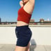 Athleta High Waist Navy Blue Pull Up Shorts Effortless Style Classy Meets Sporty