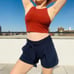 Athleta High Waist Navy Blue Pull Up Shorts Effortless Style Classy Meets Sporty