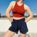 Athleta High Waist Navy Blue Pull Up Shorts Effortless Style Classy Meets Sporty
