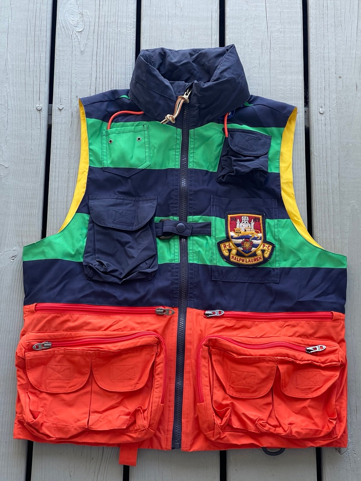 Polo Ralph Lauren RLPC Colorblock Utility Cargo Vest Fits S/M Outdoor Euro