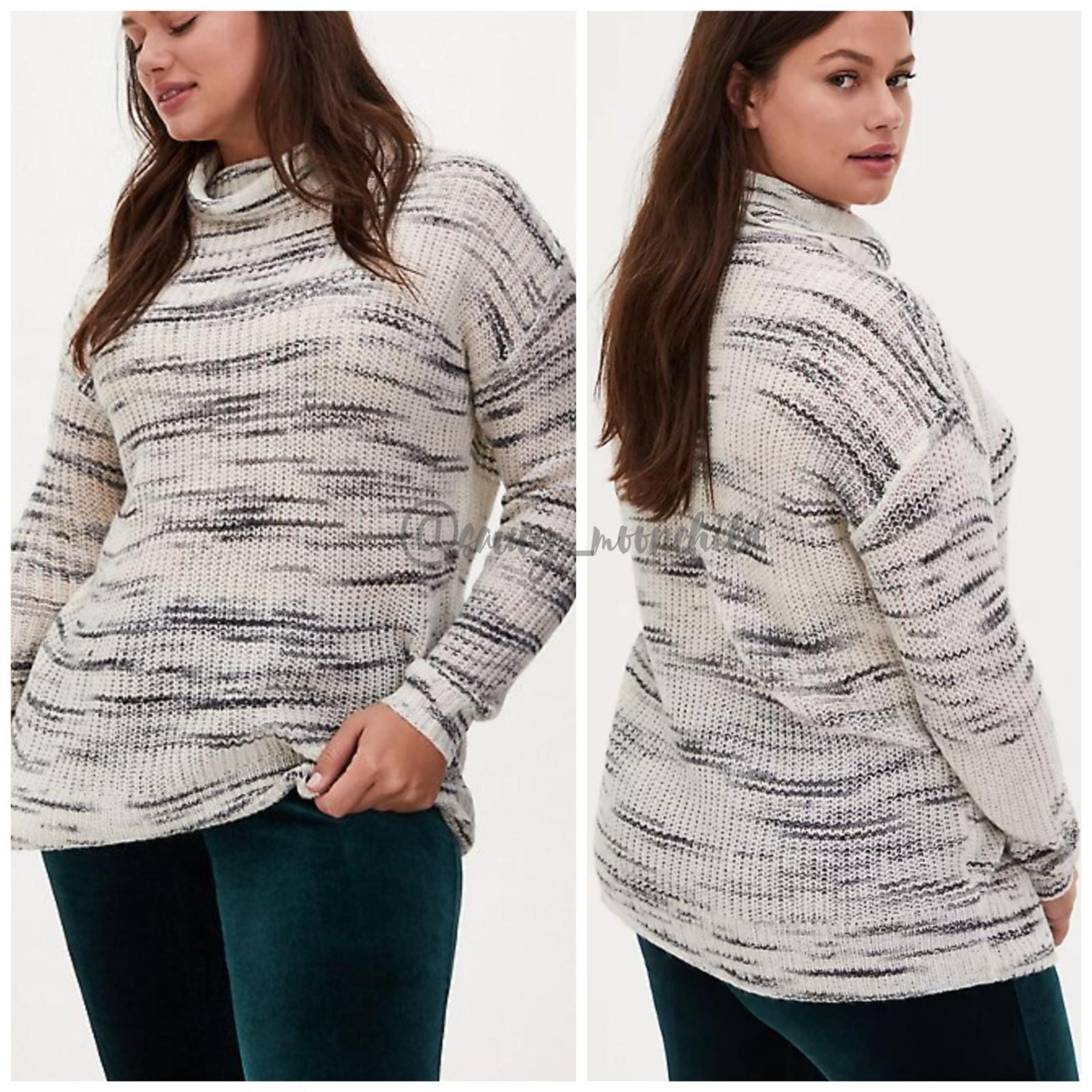 Torrid Ivory long sleeve turtleneck sweater spacedye woven knit 1 1X