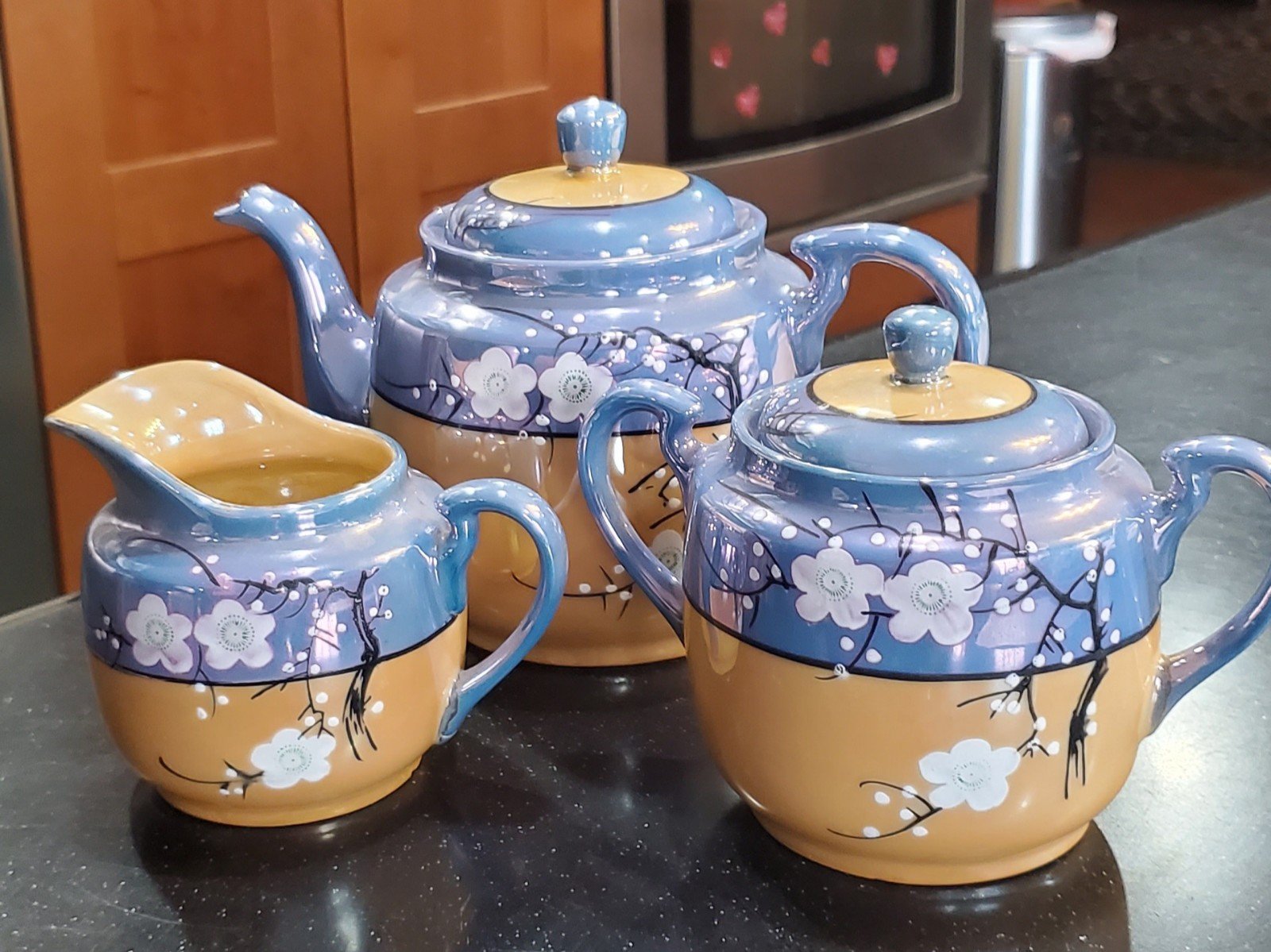 Vintage Lusterware by Nappon Teapot creamer and lidded sugar bowl