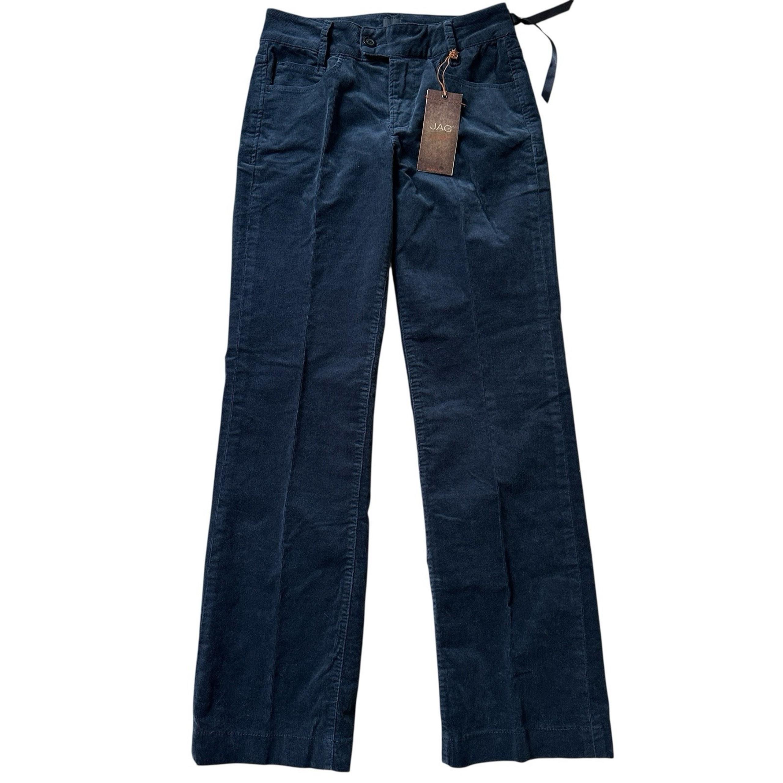 NWT Jag Jeans Mid Rise Trouser Corduroy Pants Blue Women's Size 6 Inseam 33"