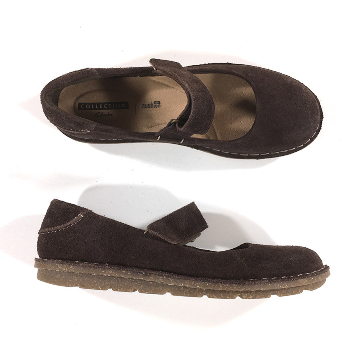 Clarks Mary Jane Flats Womens Size 10 M Brown Suede