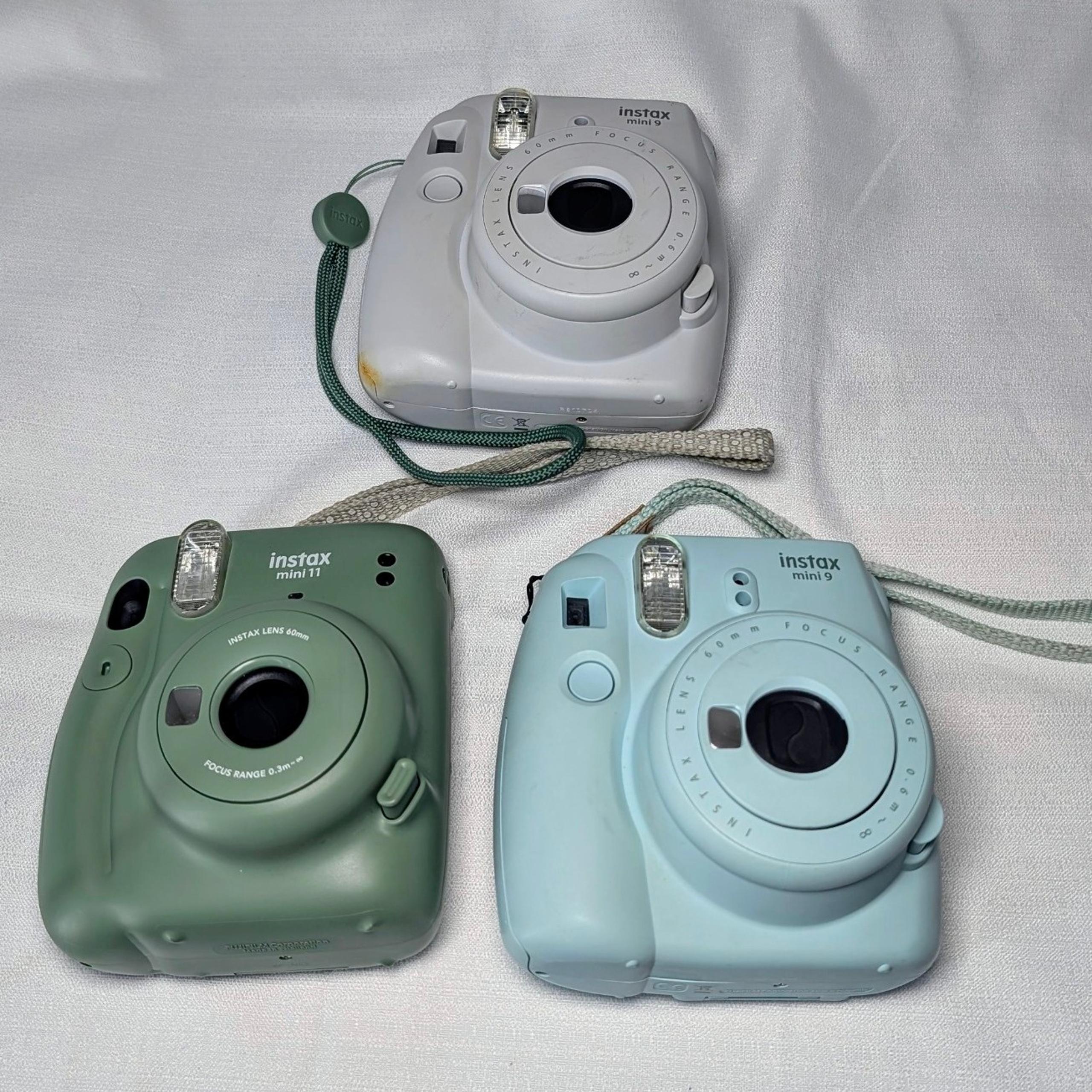 Lot of 3 Untested Instax Mini Cameras (instax mini 11 + 2x Instax mini 9) AS IS